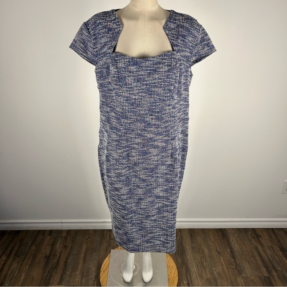Grace Karin Womens Blue/White Tweed Knee-Length Semi Formal Casual Dress XXL